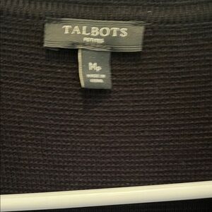 Ladies Talbots medium petite black and white sweater w/ collar